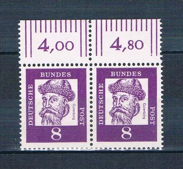Bund Mi.nr. 349 y/349 y,mit Oberrand,Freim. Bedeutende Deutsche,postfrisch