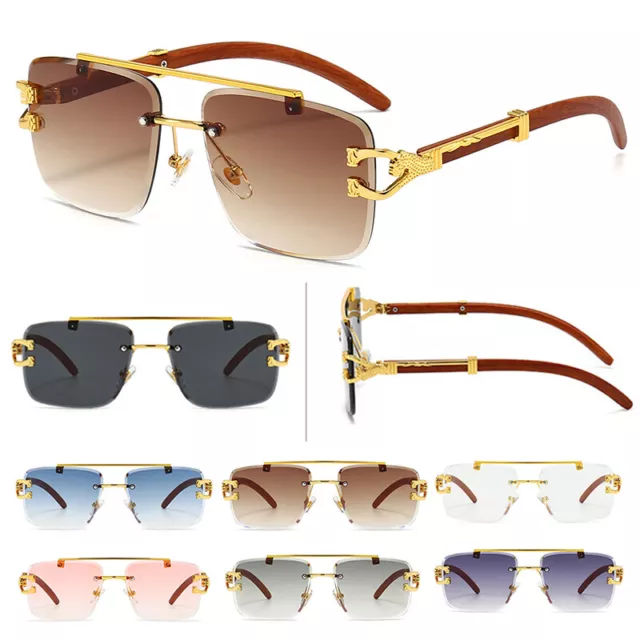 Fashion Square Pilot Sunglasses Mens Women Retro Metal Bar Hip Hop Shade Glasses