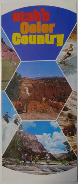 Utah's Color Country Brochure Tourist Map Attraction RARE 1970s Zion Bryce