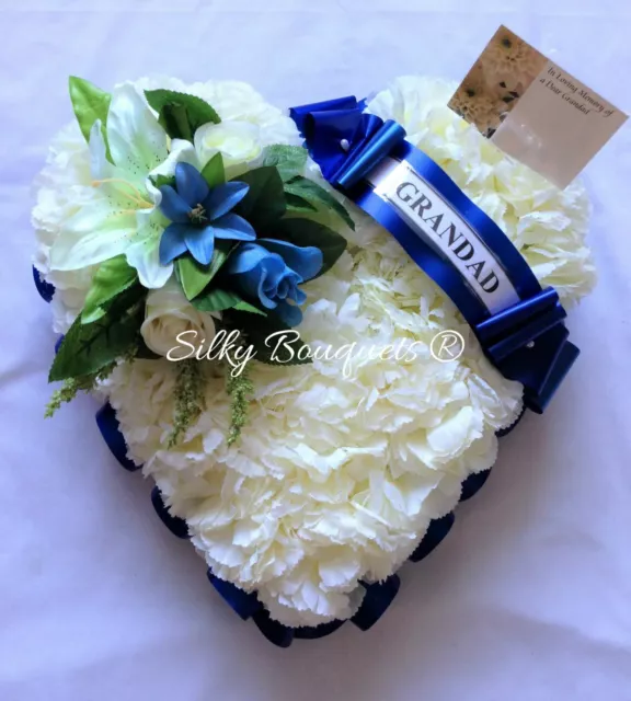 Heart Artificial Silk Funeral Flower Tribute Wreath Personalised Floral