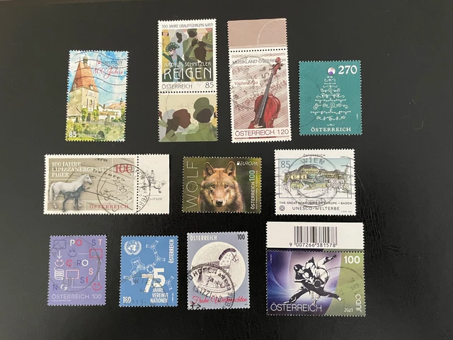 11 Briefmarken Österreich / stamps Austria, echt gelaufen