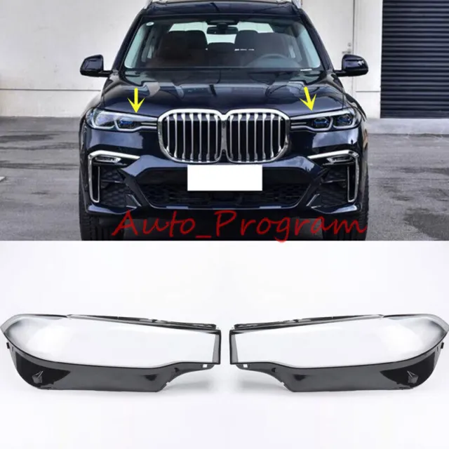 Both Side Headlight Clear Lens Replace Cover + Sealant For BMW X7 G07 2018-2022