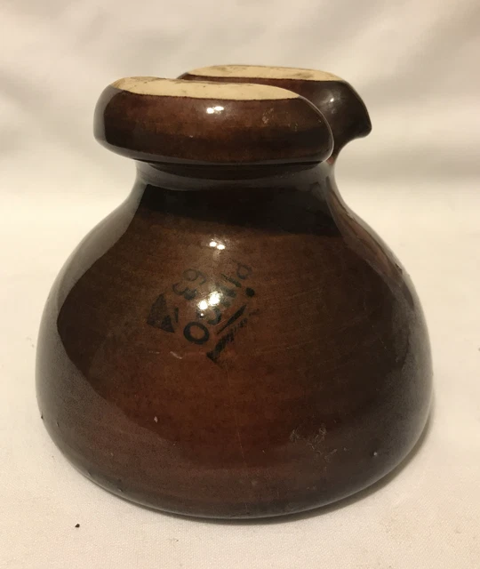 Vintage Brown PINCO 63 Porcelain Insulator