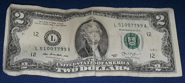 2 DOLLAR BILL  2013 Series L