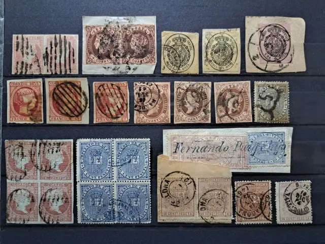 ESPAÑA . Lote de 27 sellos antiguos.