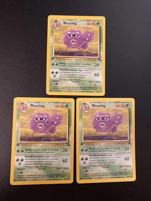 Pokemon Non Commun Ita Fossil 45/62 1ed X1 À Choix Weezing Smog Autodestruction