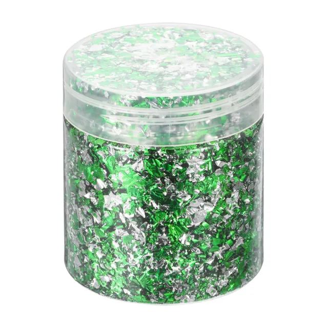Gold Foil Flakes for Resin, 3g Metallic Foil Flakes for Nail Art, Green Silver