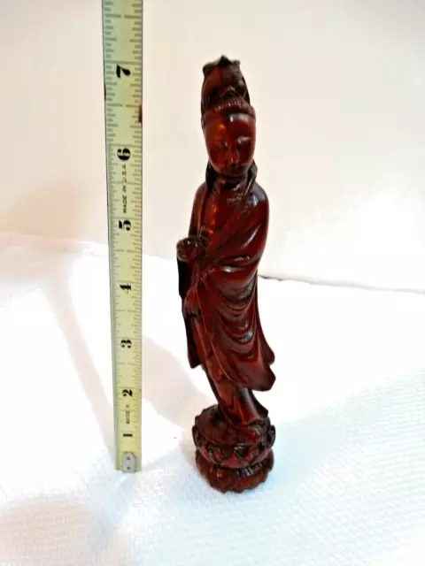 Fine Old Chinese Carved Hardwood Wood Guan Yin Kwanyin Statue Carving Figure 7" 3