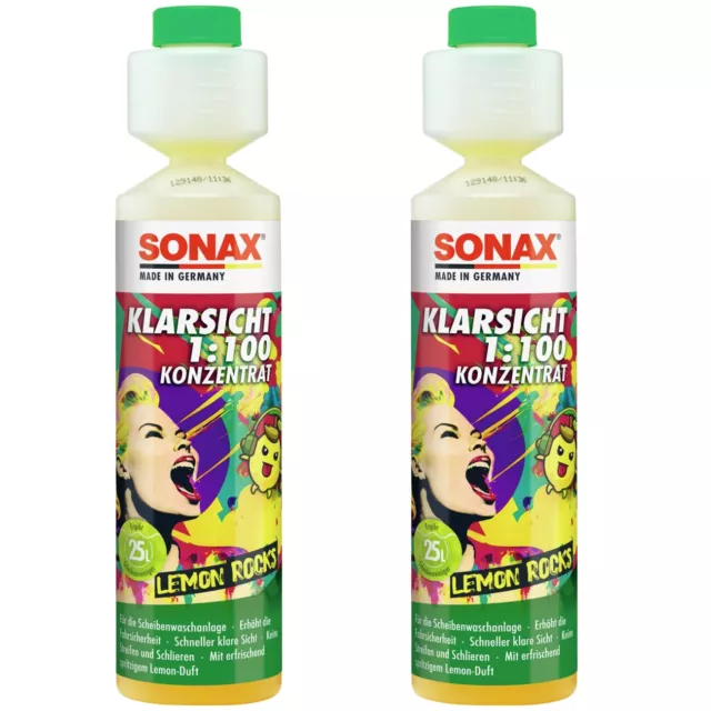 Sonax Scheibenreiniger Lemon Rocks 2x 250ml KlarSicht Konzentrat 1:100 Zitrone