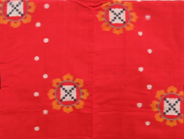 3015T06z340 Vintage Japanese Kimono Silk MEISEN HAORI Flower Tomato red 3