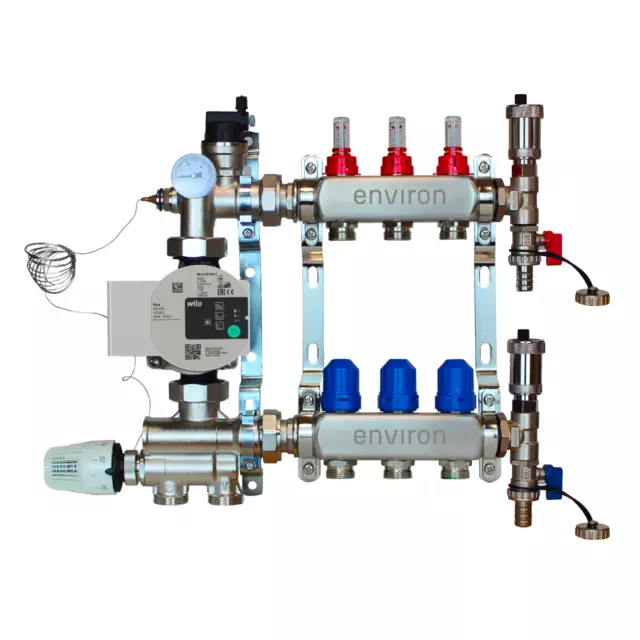 Wilo Festwertregelset mit Heizkreisverteiler 3 fach Fußbodenheizung Pumpengruppe