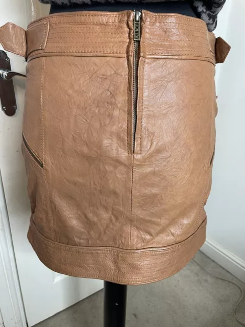Alice by temperley women’s tan genuine Lamb Skin Leather Mini Skirt. 3