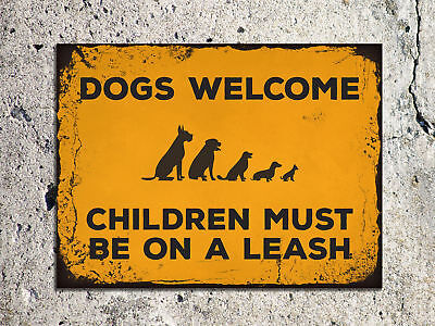 Dogs Welcome Tin Signs Retro Plate Farm Decor Metal Plaque Poster