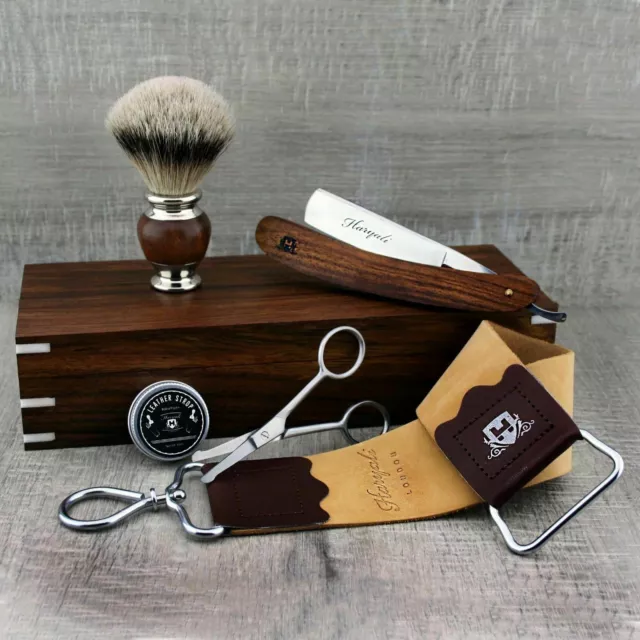 Profesional Barbería Hombre Afeitado Kit Completo Madera Set Regalo Afeitado