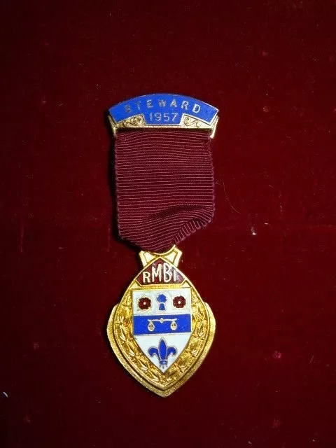 RMBI Royal Masonic Benevolent Institution - 1957 Steward Medal Jewel Badge