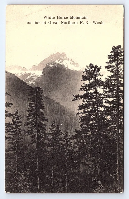 Postcard White Horse Mountain, Great Northern Railroad Washington Vertical View