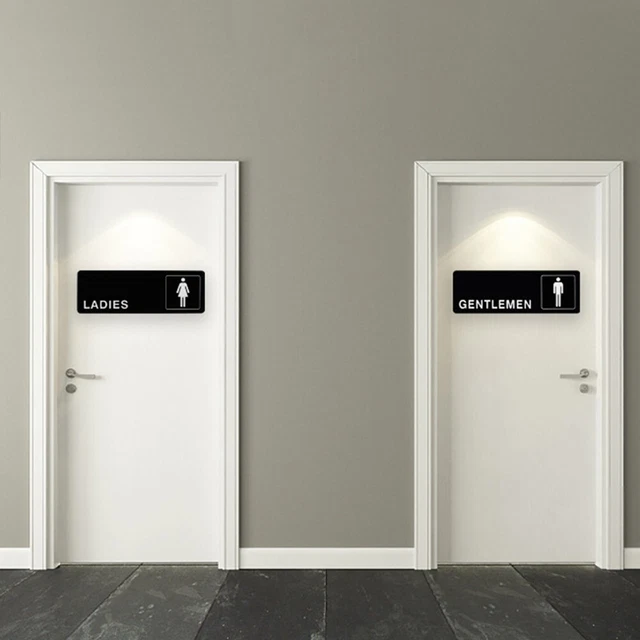 Set Adesivi Per Porta Bagno Uomo E Donna - Cartelli In Acrilico A Specchio 27,7x15 Cm - 5