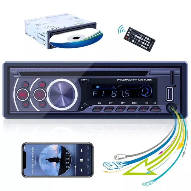 Autoradio 1Din mit CD/DVD Player USB/TF MP3 FM Radio Bluetooth Fernbedienung