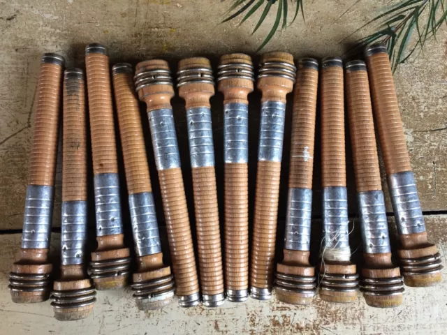 Lot of 12 Textile Mill Wooden Vintage Spools Bobbin Quills 7" Primitive Lot #6