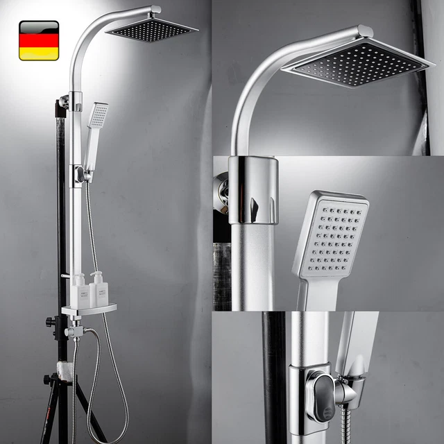 Dusch-Set KWADRO – Brausegarnitur Mit Handbrause, Stange & 150 Cm Schlauch, Chrom