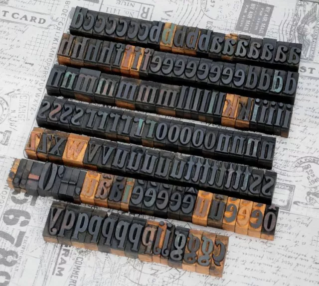 a-z alphabet 1.42" letterpress wooden printing blocks wood type Vintage print