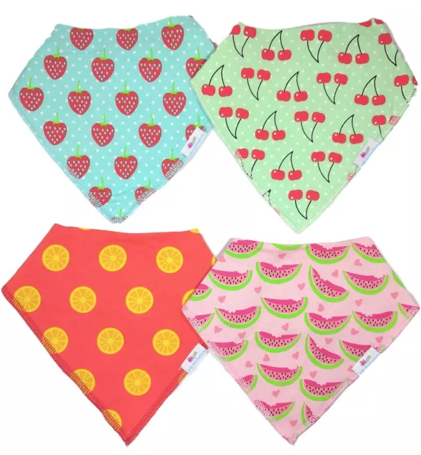 4 Piece Set of Drool Bibs with Snaps Bandana Baby Bib For Girls Cotton Bibs NEW