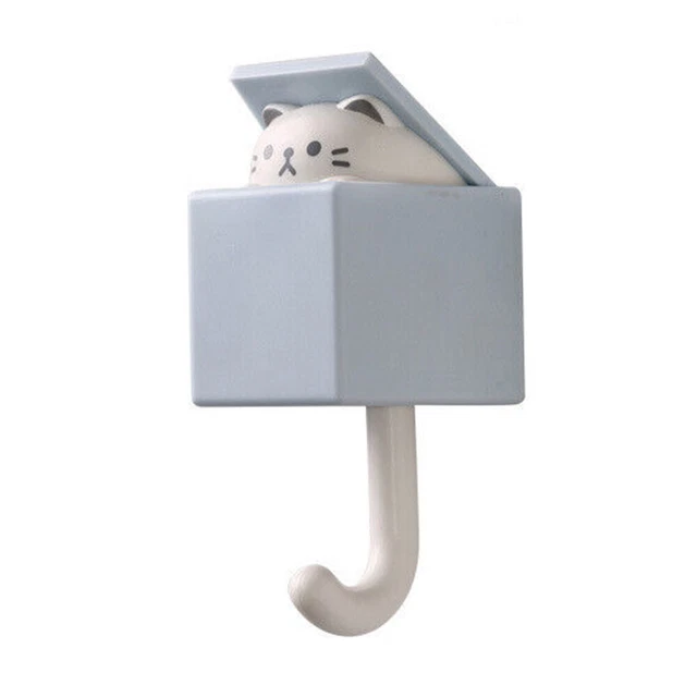 Cute Cat Hook Seamless Washroom Bedroom Door Hanger Key Umbrella Towel Cap Hook