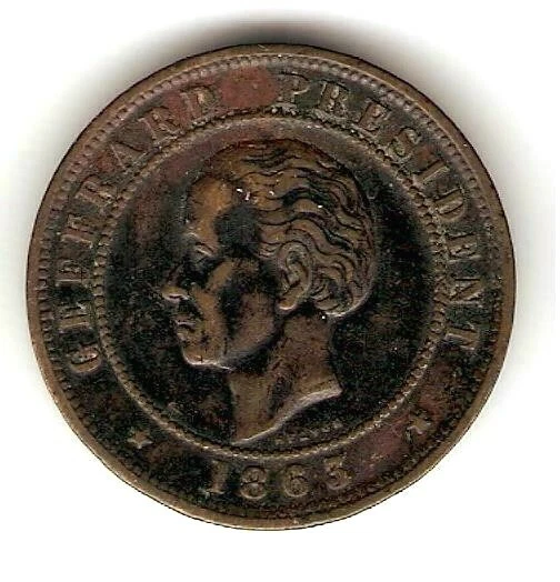 1863 HAITI Coin 20 CENTIMES