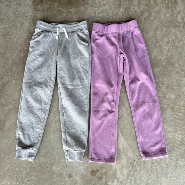 Lot of 2 Girl's Jogger Sweatpants Fleece Pants Purple Grey Size Medium 8
