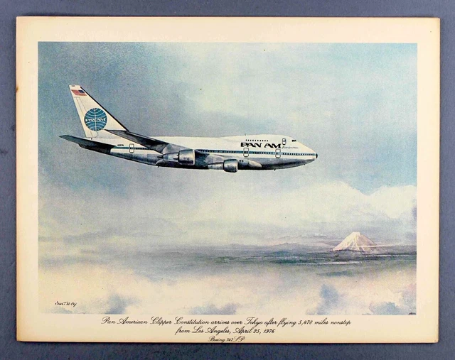 PAN AM VINTAGE First Class Airline Menu Boeing 747Sp Clipper Mount Fuji ...