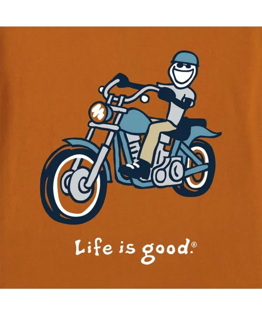 Men's Life Is Good Motorcycle Jake Coffee Brown SS Crusher Tee