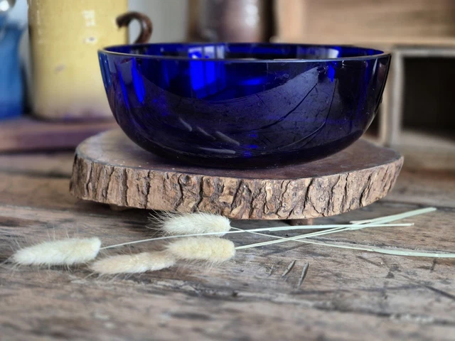 Petit Saladier En Verre Bleu - Occasion En Bon état - Pour Cuisine Ou Décoration - Sans Marque