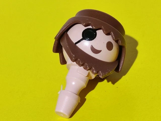 Tête Playmobil Avec Perruque Marron Et Pattes - Pour Cowboy, Voleur, Chevalier, Gaulois