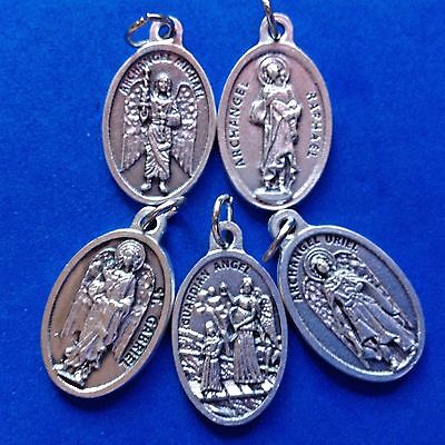 4 ARCHANGEL Saint Medal + Guardian Angel St Michael Gabriel Raphael Uriel 5Pcs
