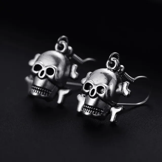 Skull & Crossbones Pirate Goth Punk Drop Dangle Earrings + Free Gift Bag