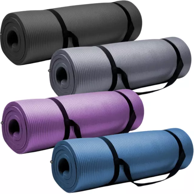 Yoga Mat 10mm Thick Exercise Mat Gym Workout Fitness Pilates Home Non Slip NBR