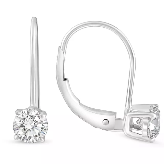 1 - 4 Ct Hoop Lever Back Diamond Studs Women's 14k Gold Earrings Lab Grown