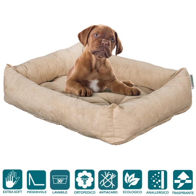 EVERGREENWEB Lit pour chien panier corbeille couchage douillet beige - neuf