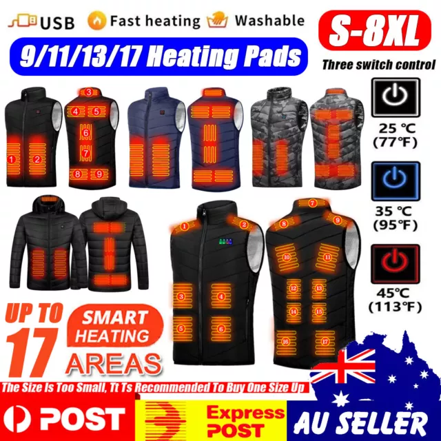 Electric Vest Heated Jacket USB Thermal Warm Heat Pad Winter Body Warmer Unisex