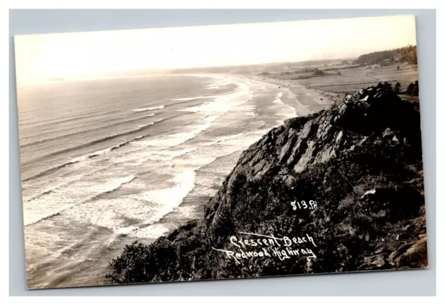 Vintage 1940's RPPC Postcard Crescent Beach Redwood Highway Del Norte County CA
