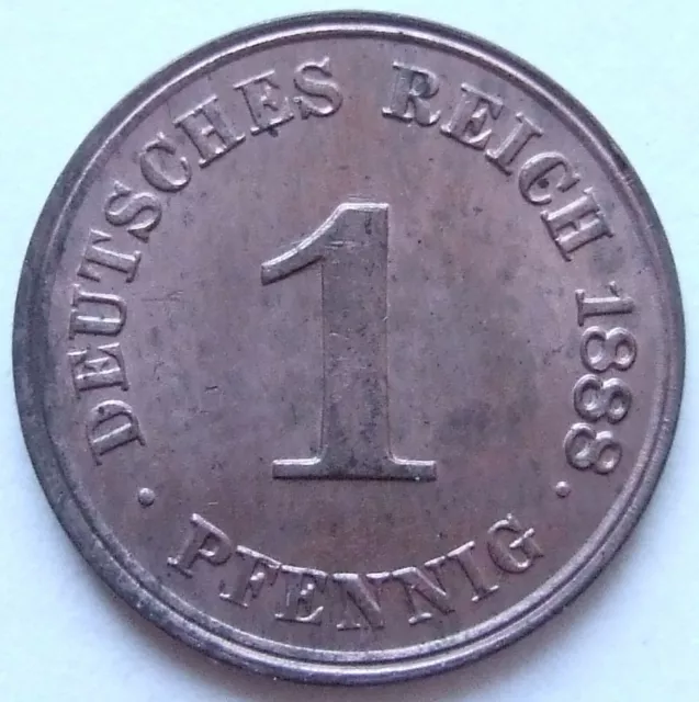 Moneta Reich Tedesco Impero Tedesco 1 Pfennig 1888 J IN Uncirculated