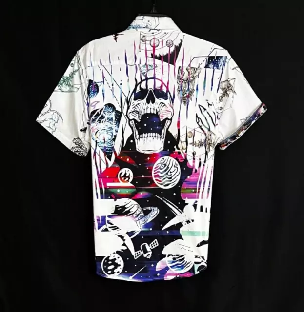 Robert Graham BLACK HOLE Skull $258 Large Classic Fit Short Sleeve Shirt NWT L