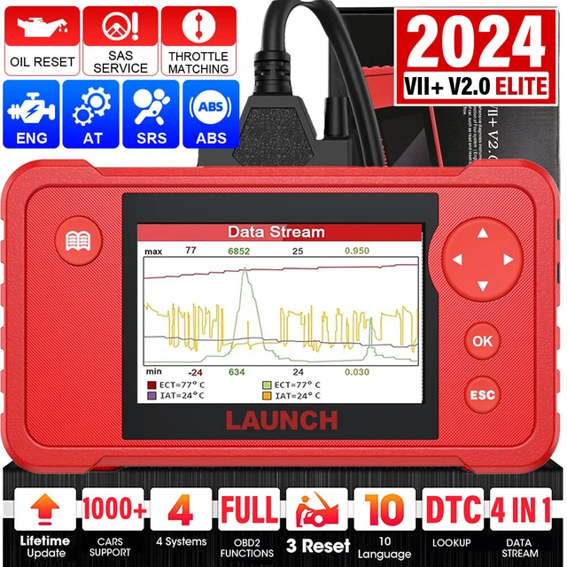 LAUNCH Creader VII+ V2.0 Valise Diagnostic Auto 4 Systèmes - OBD2 Français Avec Réinitialisations