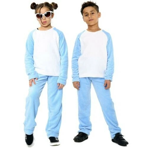 Bambine Ragazzo Blu Pigiama Morbido Pile 2 Pezzi Flanella Set Lounge Abito 2-13