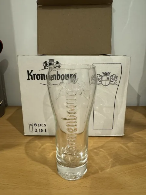 LOT 6 VERRES BIERE KRONENBOURG GALOPIN PIED MOULÉ 15 CL NEUF   Rare