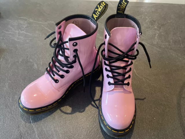 STIVALETTI DR MARTENS AW501 da donna rosa in pelle verniciata