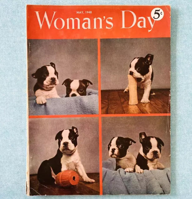 Woman's Day Magazine May 1948 Boston Terrier Vintage Advertising