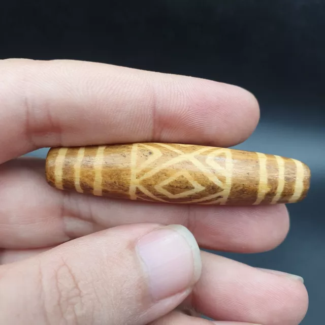 AA South Asian Burmese Old pyu Tribal Pumtek petrified Wood Stone Bead
