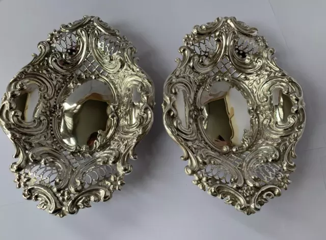 Pair of Victorian Pierced Sterling Silver Bonbon Dishes by The Alexander Clark