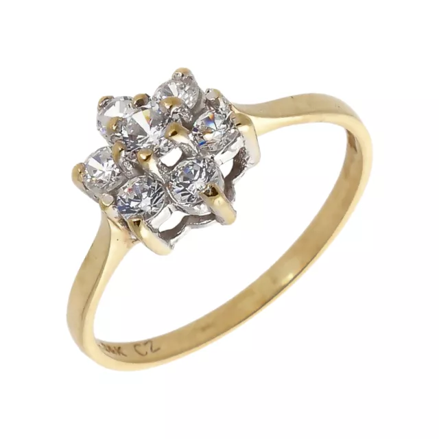 Pre-Owned 9ct Yellow Gold Cubic Zirconia Cluster Ring Size: L 9ct gold For Her